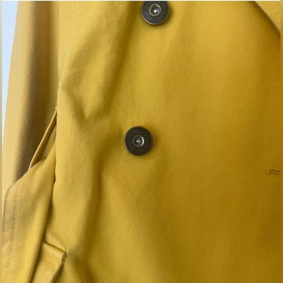 Vintage Very Good '90's Fiorucci Yellow Cotton Twill Trench Coat w/Belt Sz Small - Picture 8 of 9